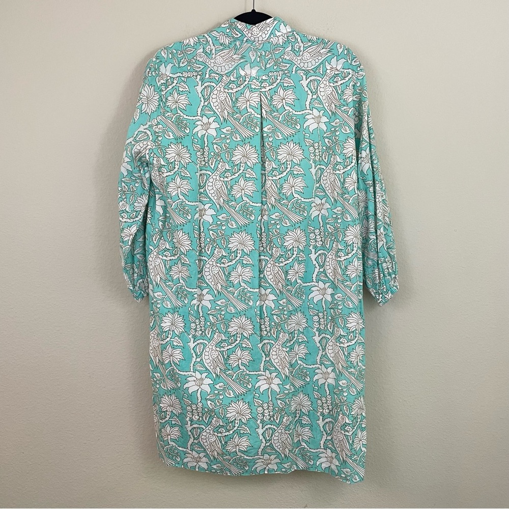 Holly Shae Blue Floral Paisley Cotton Shift Tunic Dress Resortwear One Size - Picture 9 of 14